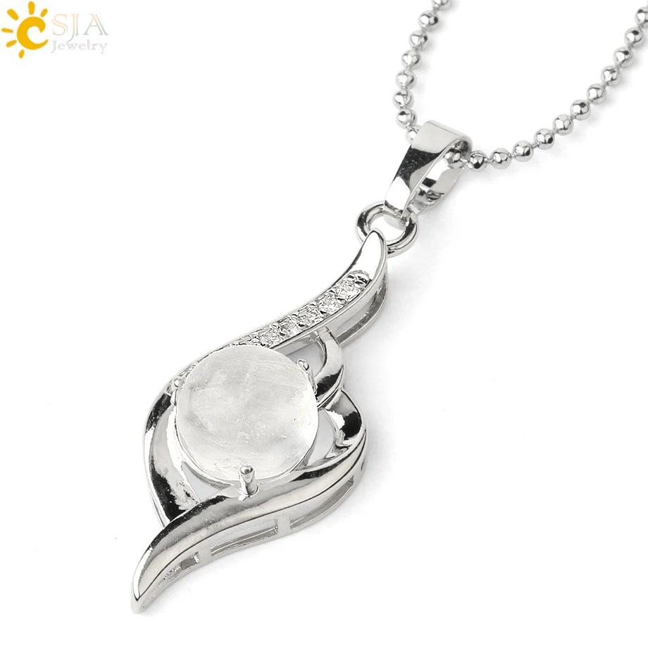 CSJA Devil's Eye Pendant Necklaces Natural Stone Crystal Micro Inlay Zircon Heart Shape Pendants Amulet Women Charm Jewelry G520