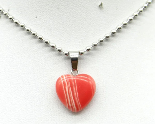 Natural Stone 16mm Turquoise Quartz Crystal Tiger Eye Opal Charms Heart Shaped Pendant For DIY Stainless Steel Necklace Jewelry