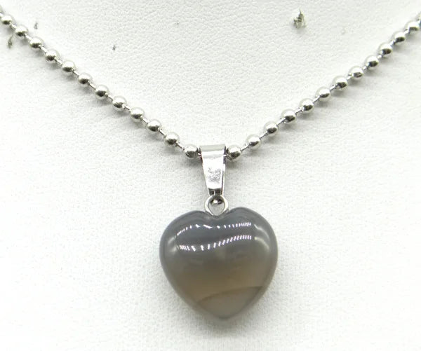 Natural Stone 16mm Turquoise Quartz Crystal Tiger Eye Opal Charms Heart Shaped Pendant For DIY Stainless Steel Necklace Jewelry