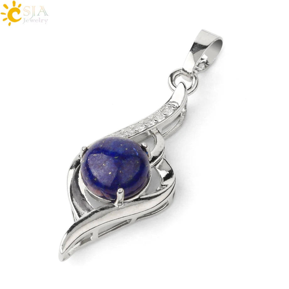 CSJA Devil's Eye Pendant Necklaces Natural Stone Crystal Micro Inlay Zircon Heart Shape Pendants Amulet Women Charm Jewelry G520