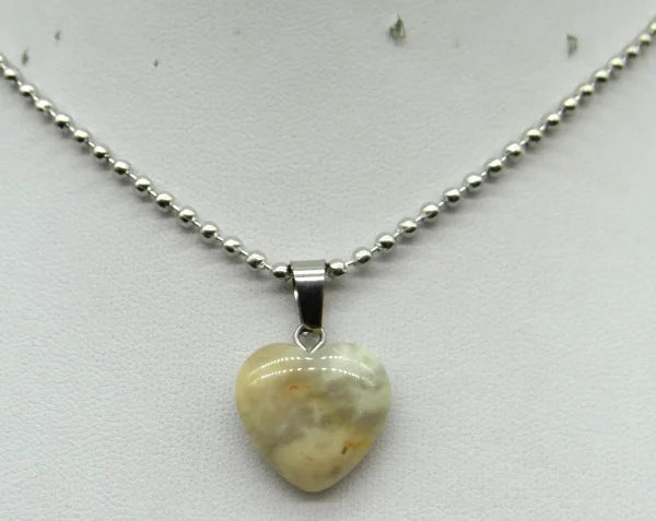 Natural Stone 16mm Turquoise Quartz Crystal Tiger Eye Opal Charms Heart Shaped Pendant For DIY Stainless Steel Necklace Jewelry