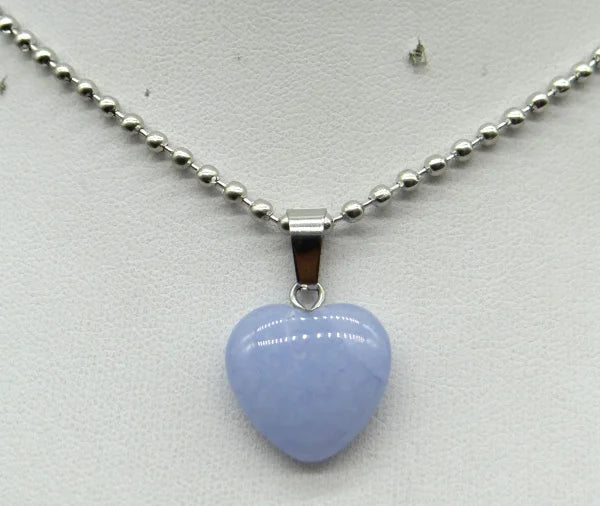 Natural Stone 16mm Turquoise Quartz Crystal Tiger Eye Opal Charms Heart Shaped Pendant For DIY Stainless Steel Necklace Jewelry