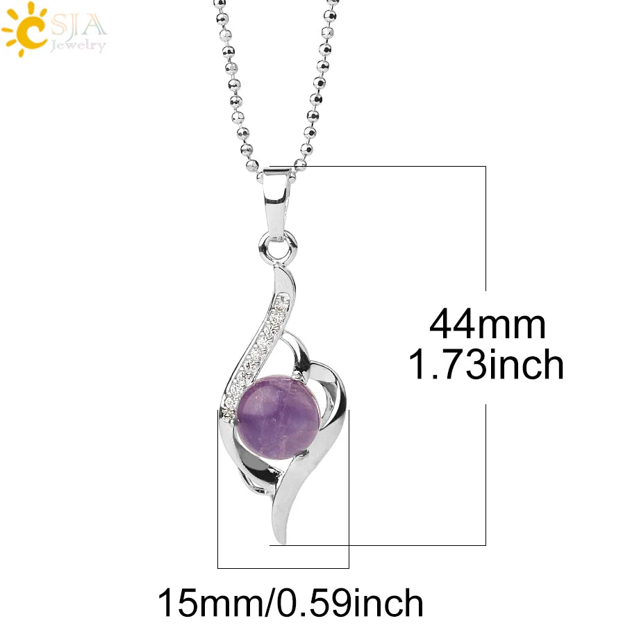 CSJA Devil's Eye Pendant Necklaces Natural Stone Crystal Micro Inlay Zircon Heart Shape Pendants Amulet Women Charm Jewelry G520