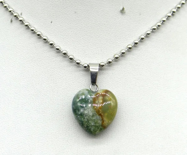 Natural Stone 16mm Turquoise Quartz Crystal Tiger Eye Opal Charms Heart Shaped Pendant For DIY Stainless Steel Necklace Jewelry