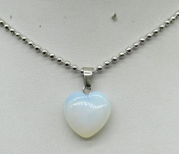 Natural Stone 16mm Turquoise Quartz Crystal Tiger Eye Opal Charms Heart Shaped Pendant For DIY Stainless Steel Necklace Jewelry