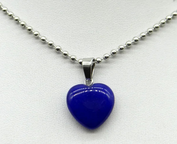 Natural Stone 16mm Turquoise Quartz Crystal Tiger Eye Opal Charms Heart Shaped Pendant For DIY Stainless Steel Necklace Jewelry