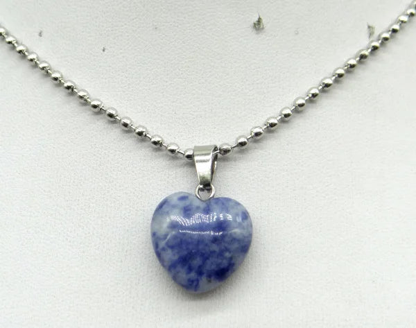 Natural Stone 16mm Turquoise Quartz Crystal Tiger Eye Opal Charms Heart Shaped Pendant For DIY Stainless Steel Necklace Jewelry