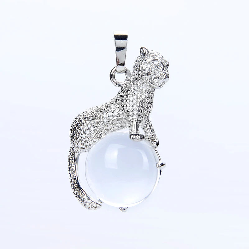 New Arrival Fashion 1pc Natural Tiger eye Stone Pink Crystal Copper Animal Leopard Pendants For Necklaces Women Charm Jewelry