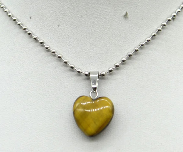 Natural Stone 16mm Turquoise Quartz Crystal Tiger Eye Opal Charms Heart Shaped Pendant For DIY Stainless Steel Necklace Jewelry