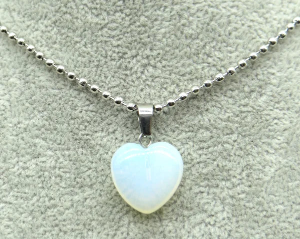 Natural Stone 16mm Turquoise Quartz Crystal Tiger Eye Opal Charms Heart Shaped Pendant For DIY Stainless Steel Necklace Jewelry