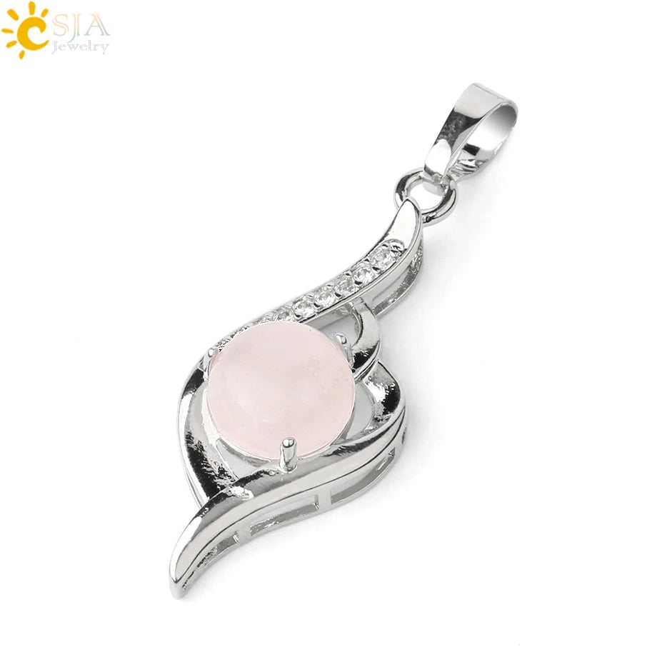 CSJA Devil's Eye Pendant Necklaces Natural Stone Crystal Micro Inlay Zircon Heart Shape Pendants Amulet Women Charm Jewelry G520