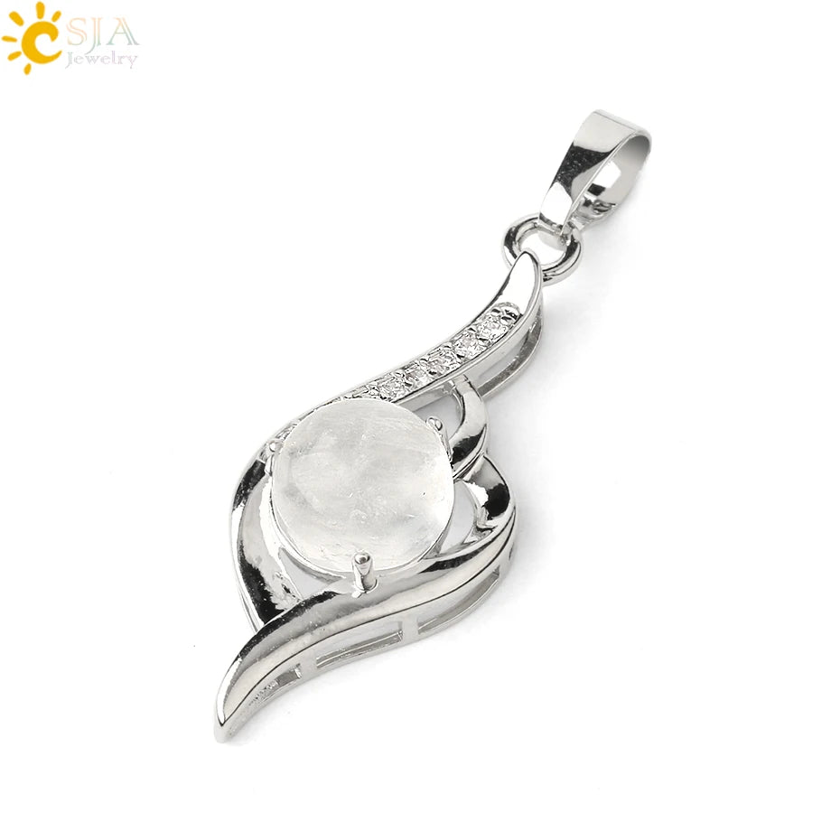 CSJA Devil's Eye Pendant Necklaces Natural Stone Crystal Micro Inlay Zircon Heart Shape Pendants Amulet Women Charm Jewelry G520