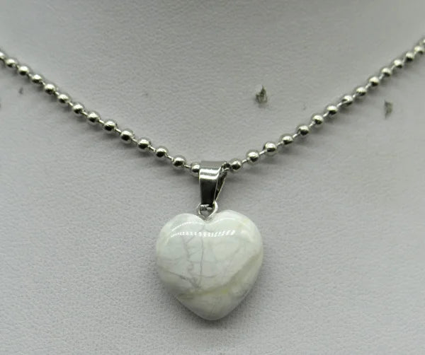 Natural Stone 16mm Turquoise Quartz Crystal Tiger Eye Opal Charms Heart Shaped Pendant For DIY Stainless Steel Necklace Jewelry