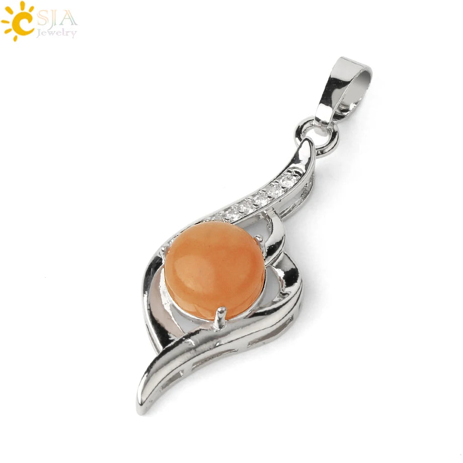 CSJA Devil's Eye Pendant Necklaces Natural Stone Crystal Micro Inlay Zircon Heart Shape Pendants Amulet Women Charm Jewelry G520