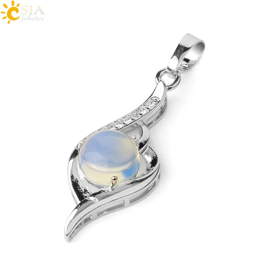 CSJA Devil's Eye Pendant Necklaces Natural Stone Crystal Micro Inlay Zircon Heart Shape Pendants Amulet Women Charm Jewelry G520