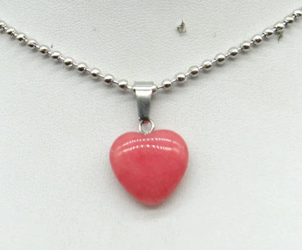 Natural Stone 16mm Turquoise Quartz Crystal Tiger Eye Opal Charms Heart Shaped Pendant For DIY Stainless Steel Necklace Jewelry