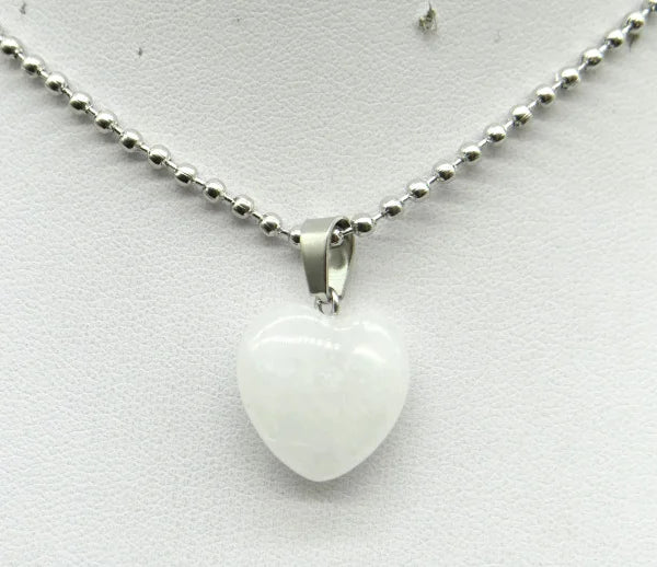 Natural Stone 16mm Turquoise Quartz Crystal Tiger Eye Opal Charms Heart Shaped Pendant For DIY Stainless Steel Necklace Jewelry