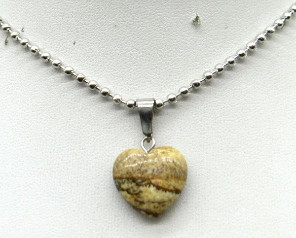 Natural Stone 16mm Turquoise Quartz Crystal Tiger Eye Opal Charms Heart Shaped Pendant For DIY Stainless Steel Necklace Jewelry