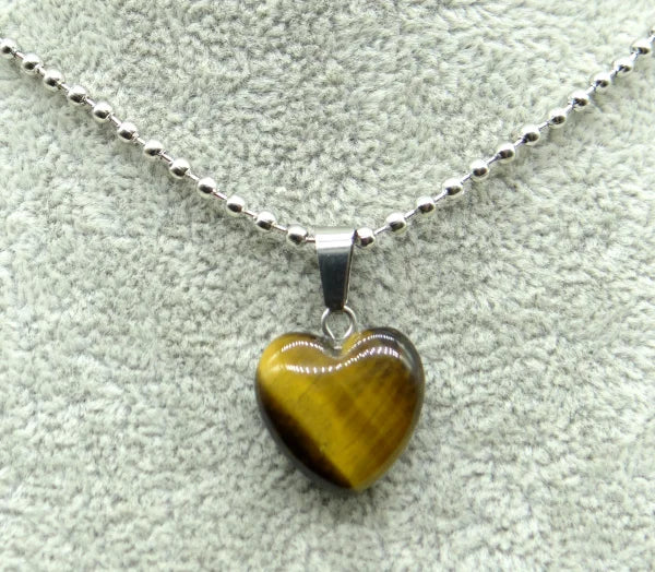 Natural Stone 16mm Turquoise Quartz Crystal Tiger Eye Opal Charms Heart Shaped Pendant For DIY Stainless Steel Necklace Jewelry