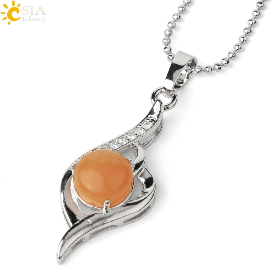 CSJA Devil's Eye Pendant Necklaces Natural Stone Crystal Micro Inlay Zircon Heart Shape Pendants Amulet Women Charm Jewelry G520