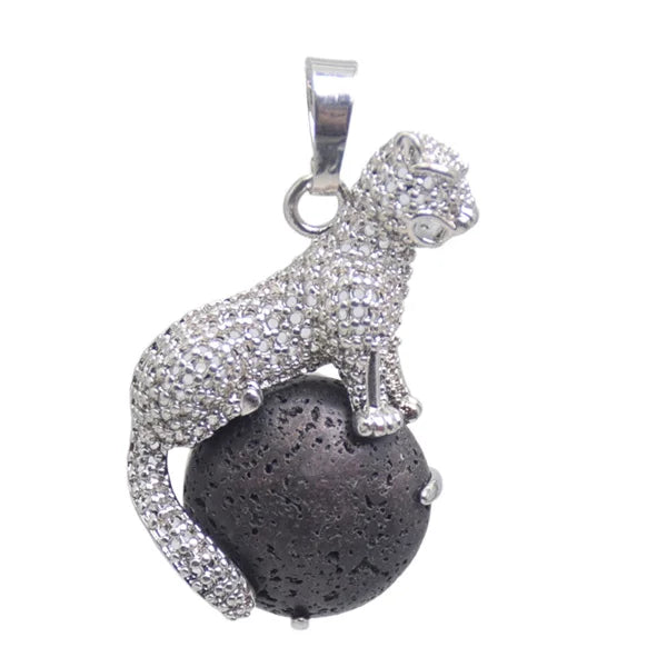 New Arrival Fashion 1pc Natural Tiger eye Stone Pink Crystal Copper Animal Leopard Pendants For Necklaces Women Charm Jewelry