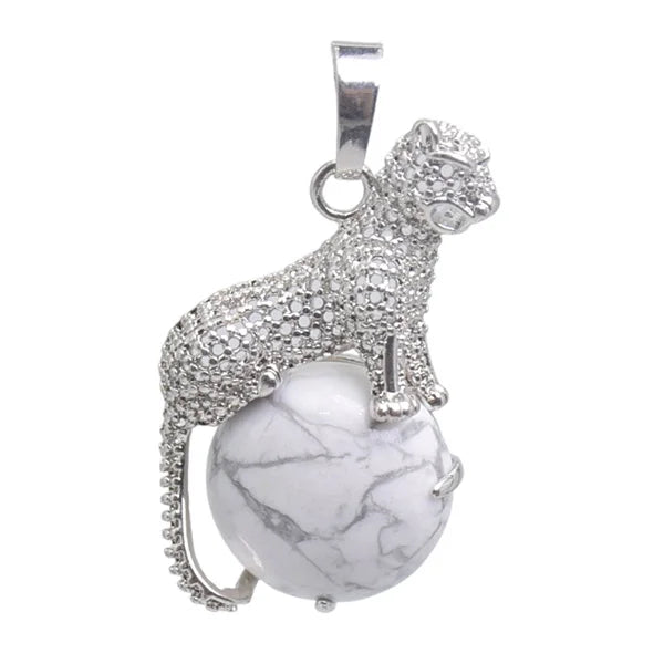 New Arrival Fashion 1pc Natural Tiger eye Stone Pink Crystal Copper Animal Leopard Pendants For Necklaces Women Charm Jewelry