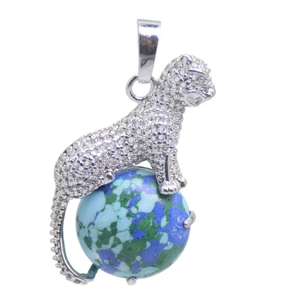 New Arrival Fashion 1pc Natural Tiger eye Stone Pink Crystal Copper Animal Leopard Pendants For Necklaces Women Charm Jewelry