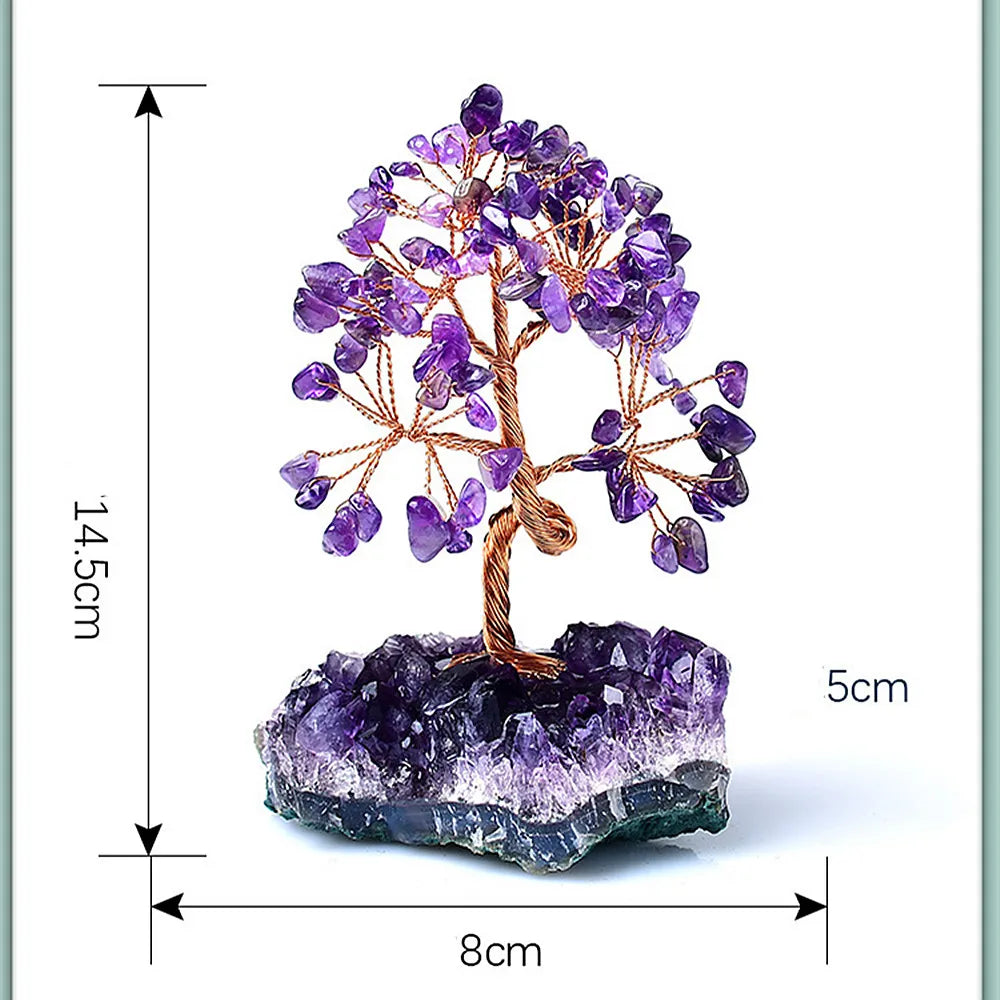 13cm Mini Purple Crystal Money Tree,Positive Energy for Success/Health/Wealth/Love,Gift for Families/Friends/Lovers Ornamnets