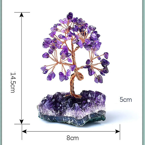 13cm Mini Purple Crystal Money Tree,Positive Energy for Success/Health/Wealth/Love,Gift for Families/Friends/Lovers Ornamnets