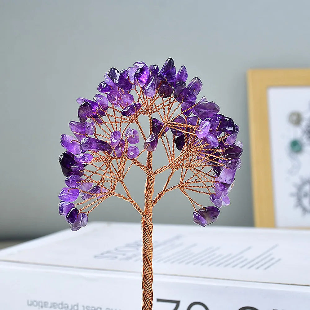 13cm Mini Purple Crystal Money Tree,Positive Energy for Success/Health/Wealth/Love,Gift for Families/Friends/Lovers Ornamnets