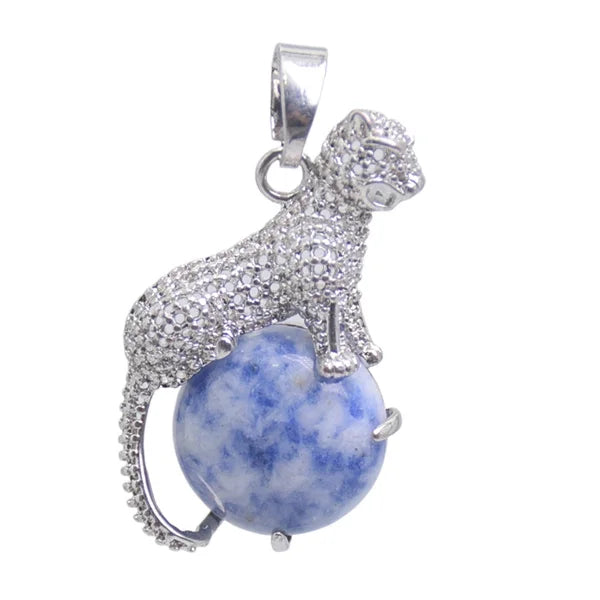 New Arrival Fashion 1pc Natural Tiger eye Stone Pink Crystal Copper Animal Leopard Pendants For Necklaces Women Charm Jewelry