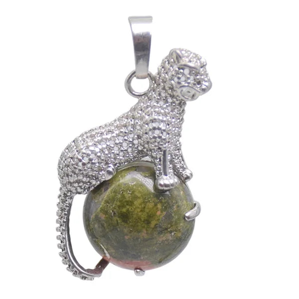 New Arrival Fashion 1pc Natural Tiger eye Stone Pink Crystal Copper Animal Leopard Pendants For Necklaces Women Charm Jewelry