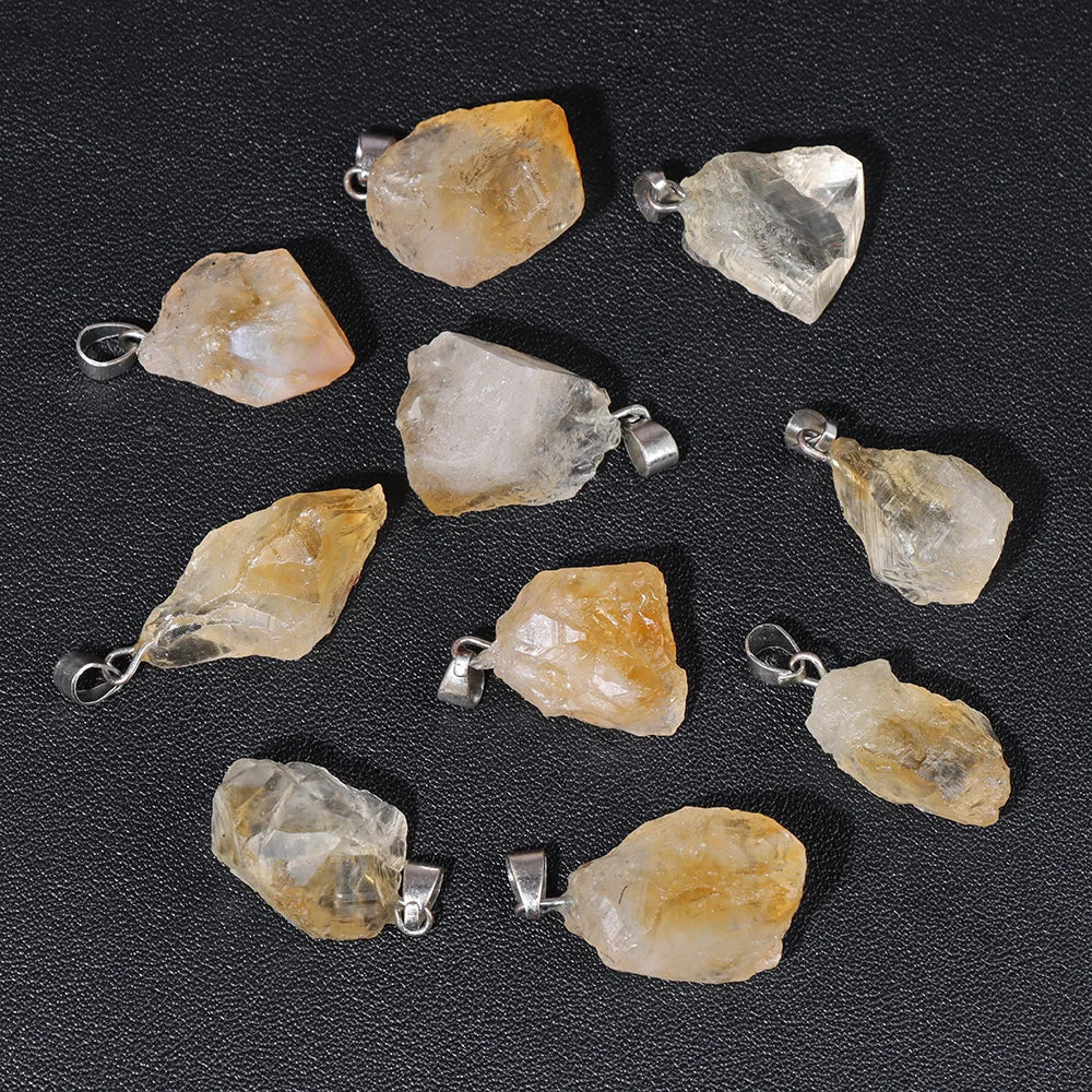 5pcs/lot Natural Stone Pendant Irregular Rough Quartz Crystal Energy Charms For Jewery Making Earrings Necklace DIY Accessories