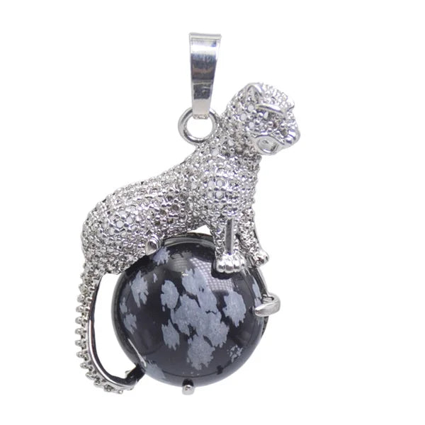 New Arrival Fashion 1pc Natural Tiger eye Stone Pink Crystal Copper Animal Leopard Pendants For Necklaces Women Charm Jewelry