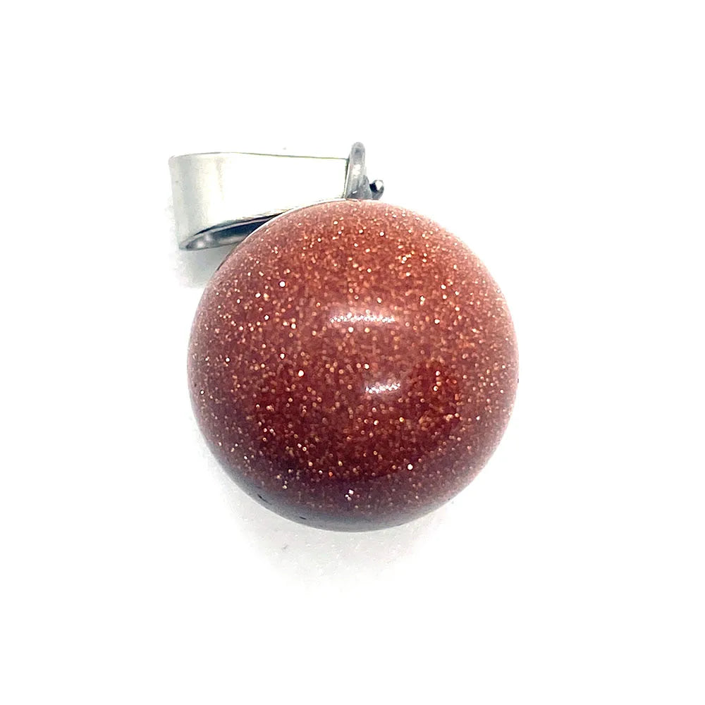 Natural Stone Round Bead Pendant 14x18mm Pink Crystal Golden Sandstone Pendant Used To Make DIY Earrings Bracelet Accessories