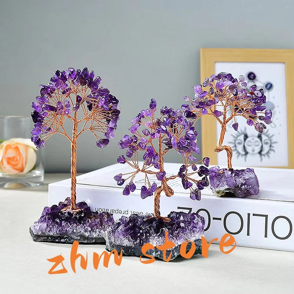 13cm Mini Purple Crystal Money Tree,Positive Energy for Success/Health/Wealth/Love,Gift for Families/Friends/Lovers Ornamnets