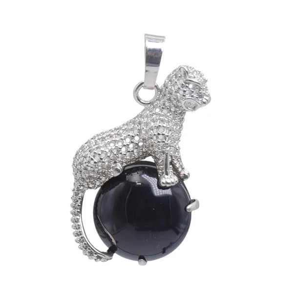 New Arrival Fashion 1pc Natural Tiger eye Stone Pink Crystal Copper Animal Leopard Pendants For Necklaces Women Charm Jewelry