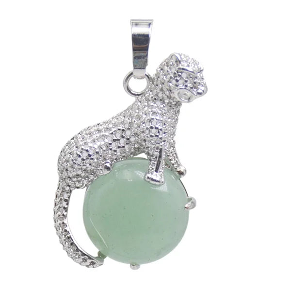 New Arrival Fashion 1pc Natural Tiger eye Stone Pink Crystal Copper Animal Leopard Pendants For Necklaces Women Charm Jewelry