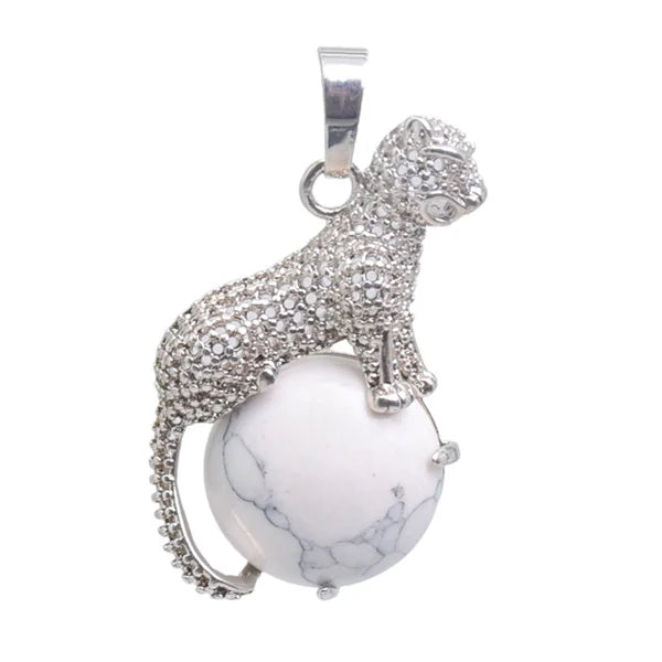 New Arrival Fashion 1pc Natural Tiger eye Stone Pink Crystal Copper Animal Leopard Pendants For Necklaces Women Charm Jewelry