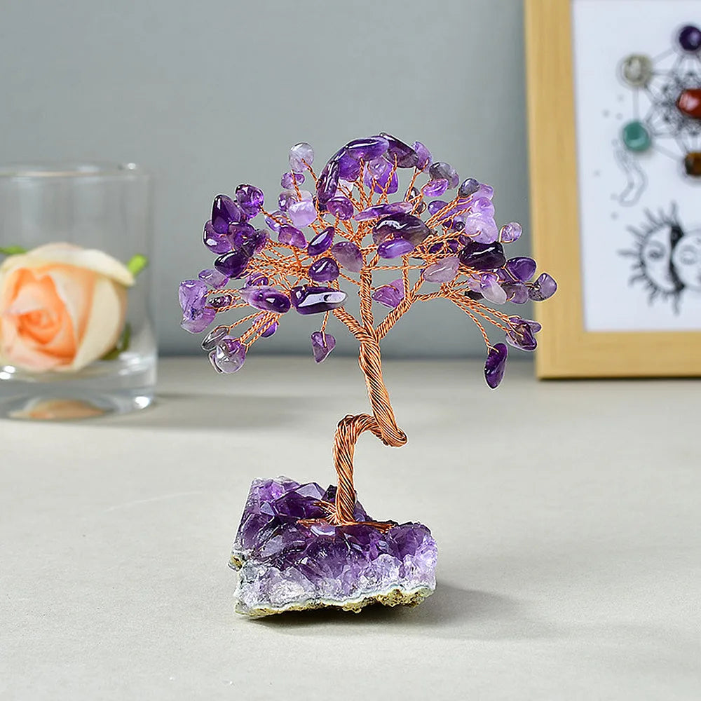 13cm Mini Purple Crystal Money Tree,Positive Energy for Success/Health/Wealth/Love,Gift for Families/Friends/Lovers Ornamnets