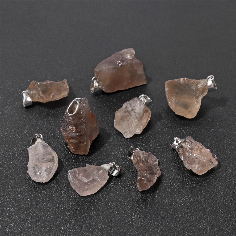 5pcs/lot Natural Stone Pendant Irregular Rough Quartz Crystal Energy Charms For Jewery Making Earrings Necklace DIY Accessories
