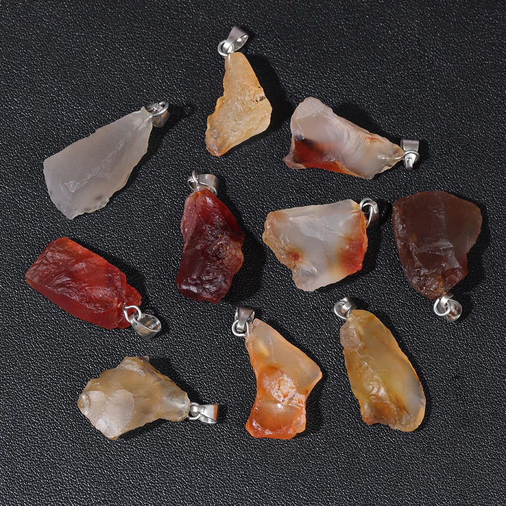 5pcs/lot Natural Stone Pendant Irregular Rough Quartz Crystal Energy Charms For Jewery Making Earrings Necklace DIY Accessories