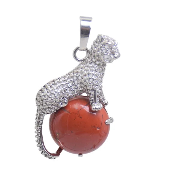 New Arrival Fashion 1pc Natural Tiger eye Stone Pink Crystal Copper Animal Leopard Pendants For Necklaces Women Charm Jewelry