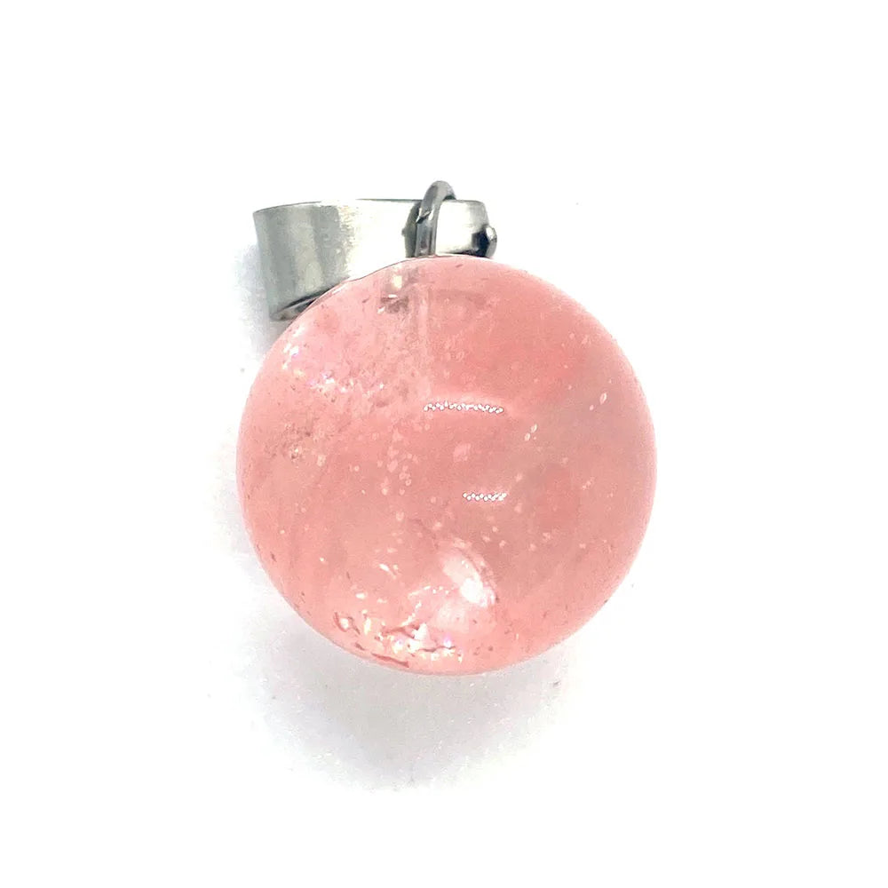 Natural Stone Round Bead Pendant 14x18mm Pink Crystal Golden Sandstone Pendant Used To Make DIY Earrings Bracelet Accessories