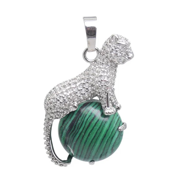 New Arrival Fashion 1pc Natural Tiger eye Stone Pink Crystal Copper Animal Leopard Pendants For Necklaces Women Charm Jewelry