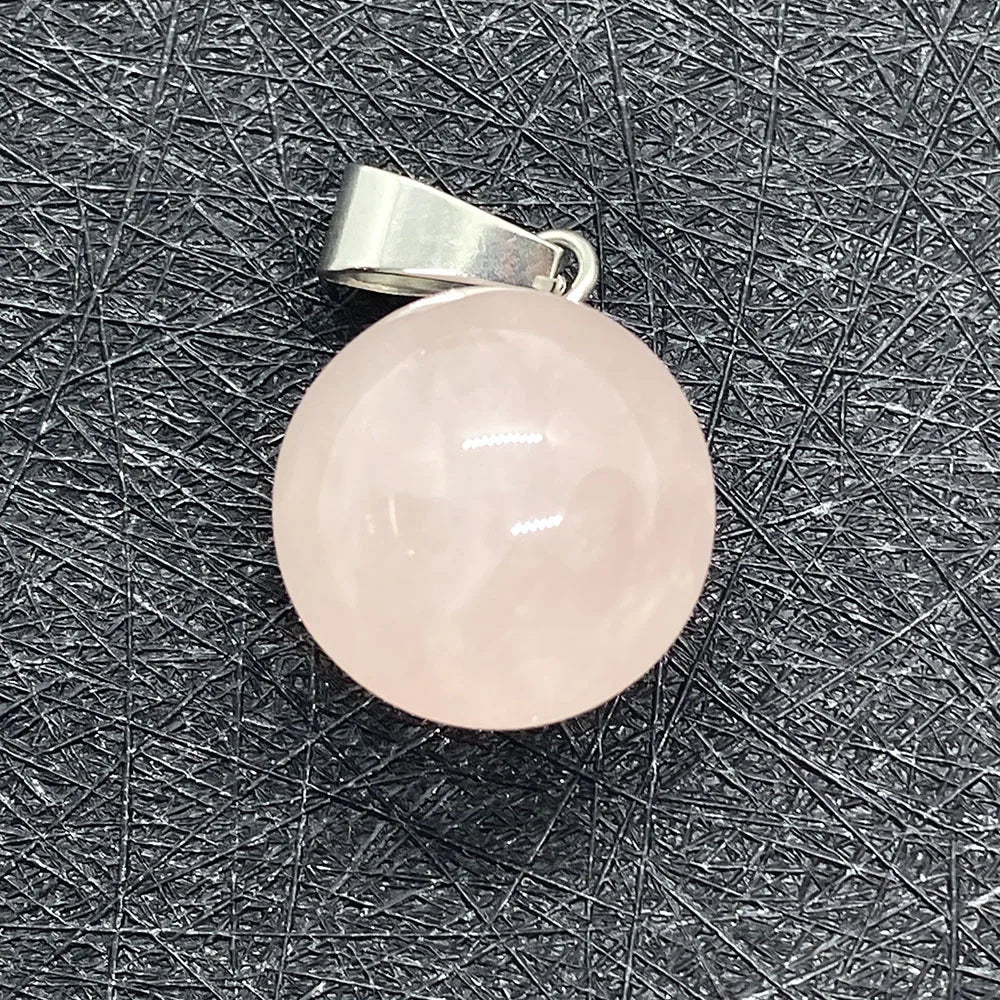 Natural Stone Round Bead Pendant 14x18mm Pink Crystal Golden Sandstone Pendant Used To Make DIY Earrings Bracelet Accessories