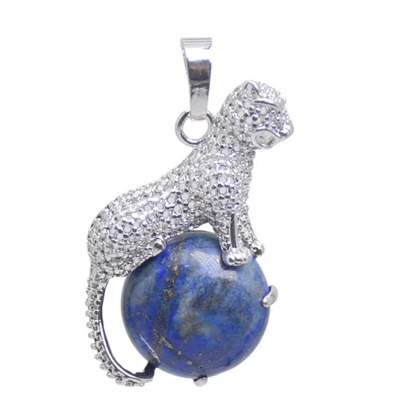 New Arrival Fashion 1pc Natural Tiger eye Stone Pink Crystal Copper Animal Leopard Pendants For Necklaces Women Charm Jewelry